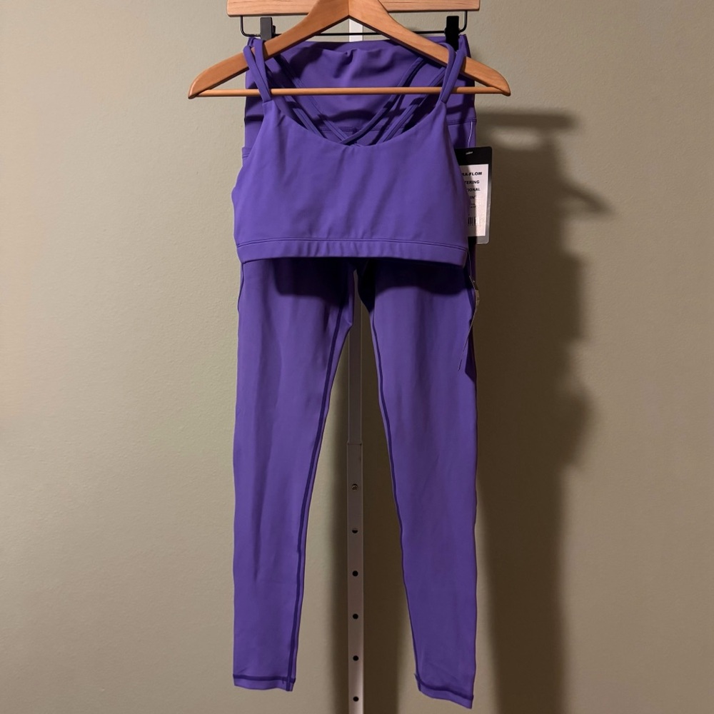 Vie Activewear Lili Full Leggings & Lindsay Bra in Purple - Size Medium